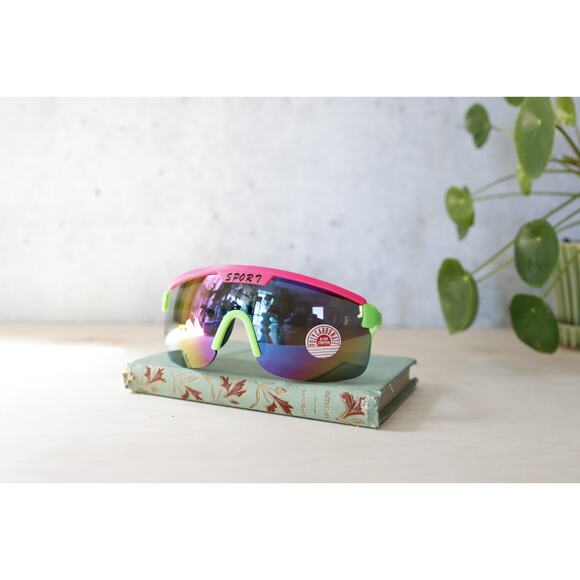 Vintage 2000s Y2K Shield Sunglasses NOS Wraparound Taiwan Cybercore Grunge - Picture 4 of 8